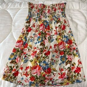 Floral Print Women's Strapless Dress